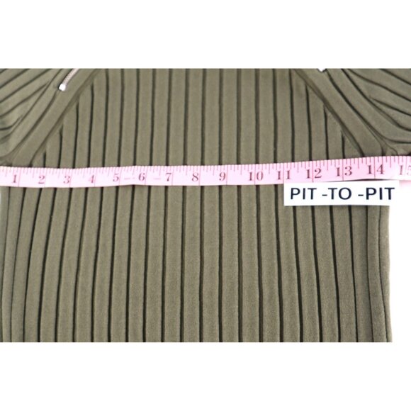 Ribbed Olive Green Zip-Angle Sweater M By INC International Concepts Size Medium - Picture 8 of 13